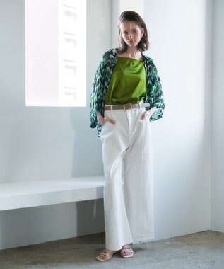 YECCA VECCA [2SET]キャミ付きシアージオメ柄シャツ Green