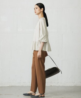 自由区 L クリアコットンポンチペプラム カットソー ベージュ