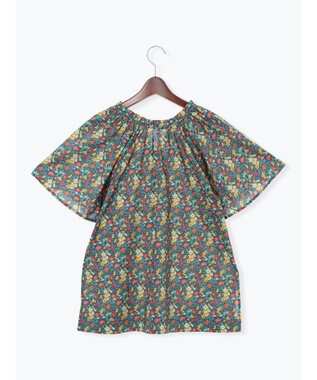 Te chichi 【LIBERTY FABRICS】フリルネックブラウス ネイビー