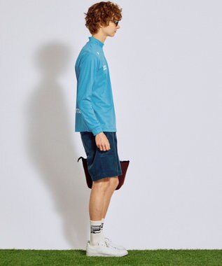 PW CIRCULUS 【吸水速乾 / UV遮蔽率99.5% UVカット / ストレッチ】【MEN】ハーフジップロングスリーブモックT ゴルフ スカイブルー系