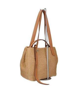 INTER-CHAUSSURES 【LORISTELLA】ラフィアデイリー トートバッグレザーハンドル ベージュコンビ