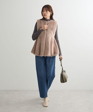 Green Parks ・ＥＬＥＮＣＡＲＥ　ＤＵＥペプラムフェイクファーベス Mocha