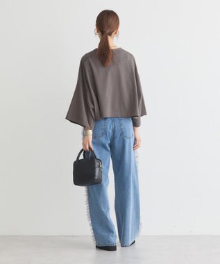 earth music&ecology アソートプリントワイドTee Charcoal Gray