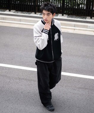 WEGO 【ユニセックス着用ITEM/MLサイズ展開】ジャガードニットスタジャン ブラック