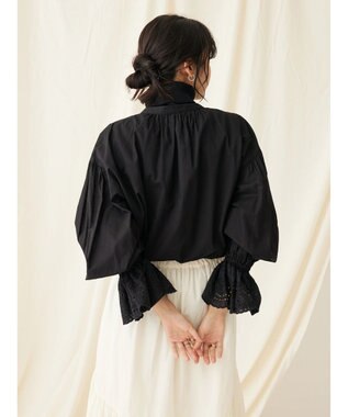 CRAFT STANDARD BOUTIQUE スカラレース袖ブラウス Black