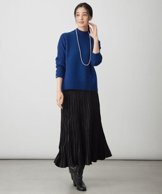 J.PRESS LADIES ライトマイクロスエード プリーツ スカート ブラック系