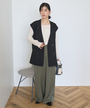 AMERICAN HOLIC テーラードミドル丈ジレ Black