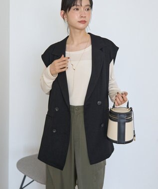 AMERICAN HOLIC テーラードミドル丈ジレ Black