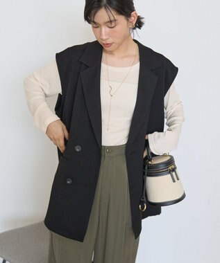 AMERICAN HOLIC テーラードミドル丈ジレ Black