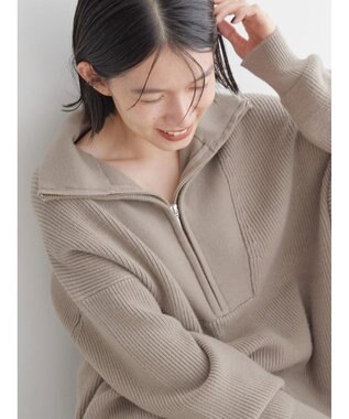 AMERICAN HOLIC バイパチハーフＺＩＰ片畦ニットプルオーバー　 Mocha