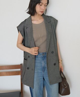 AMERICAN HOLIC テーラードミドル丈ジレ Mix