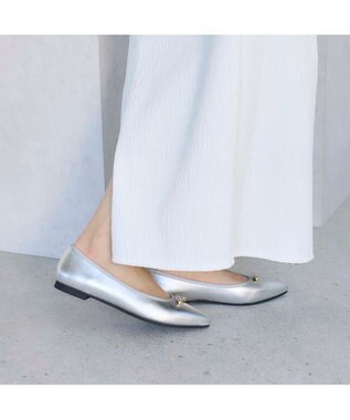 MODE ET JACOMO <carino>【レイン対応】中敷きデザインバレエシューズ シルバー