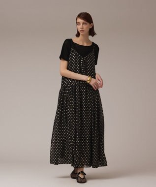 GRACE CONTINENTAL フォイルドットキャミワンピース ブラック