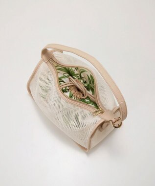 TOPKAPI 【TREASURE TOPKAPI】プリント 巾着バッグ付き メッシュ ワンハンドルバッグ オフ
