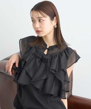 earth music&ecology SET2点フリルボレロ＋ナローワンピース ブラック