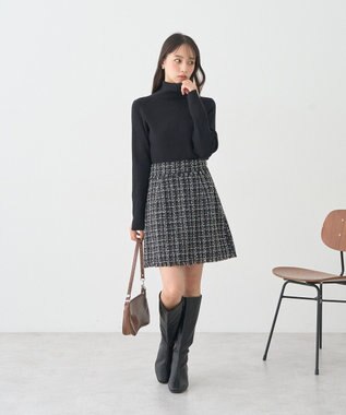 earth music&ecology 【イージーケア】【洗濯機洗い可】レンチング(TM)エコヴェロ(TM)(リブタートル) Black