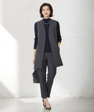 J.PRESS LADIES 針抜きフライス ボトルネック リブ カットソー ネイビー系