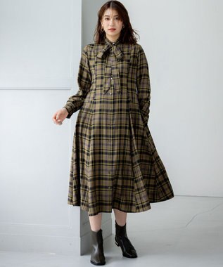 組曲 L シアーツイルチェック ワンピース ダークブラウン系3
