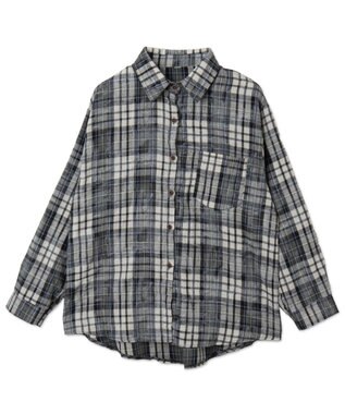 WEGO オーバーサイズチェックネルシャツ ネイビー
