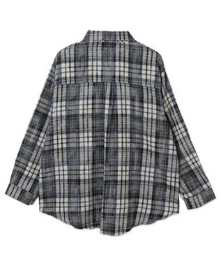 WEGO オーバーサイズチェックネルシャツ ネイビー