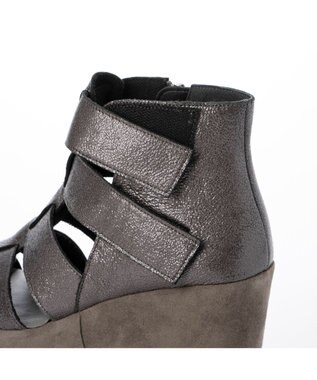 MODE ET JACOMO <D'ICI>グラディエーターウエッジブーツサンダル グレーメタリック
