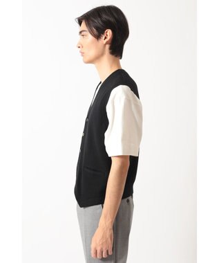 DAKS スーパーファインメリノ コンビネーションニットベスト ブラック