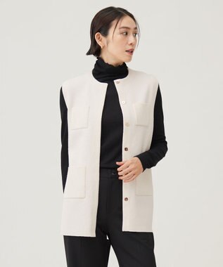  【洗える】ループボンディングニット ジレ