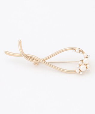 ANY SIS パール調ツイスト ブローチ