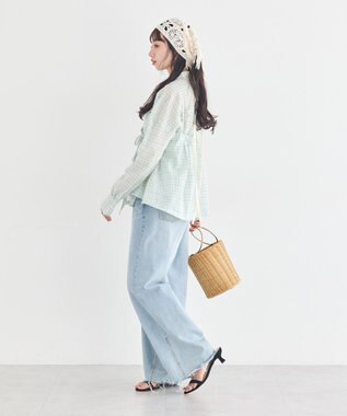 earth music&ecology 【予約】【綿100％】SET2点エプロンライクビスチェ＋シャツ グリーン