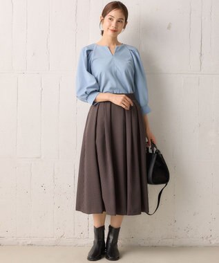 組曲 タックスリーブカルゼ カットソー サックスブルー系