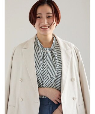Te chichi パターンアソート5分袖ボウタイブラウス ベージュ