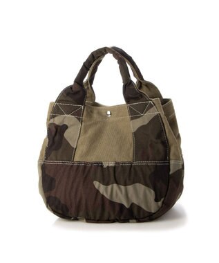 UNBILLION cachecache 製品洗いキャンバス×ナイロントートL カモフラカーキ