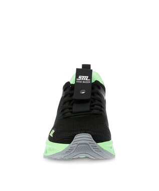 STEVE MADDEN SURGE 1 デザインソールニットスニ―カー ブラックグリーン