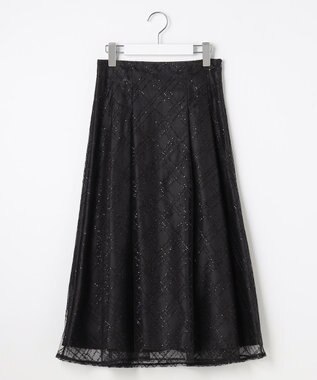 Feroux きらめきチェックフレア スカート ブラック系