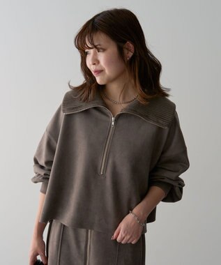 Green Parks ・ＥＬＥＮＣＡＲＥ　ＤＵＥ　スエードポンチハーフＺＩＰ Gray Beige