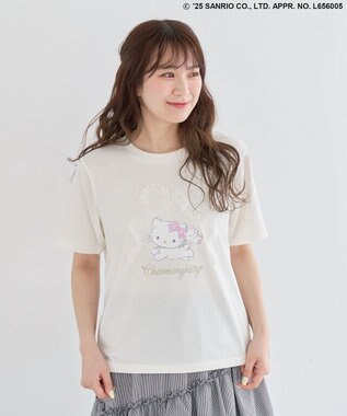 Green Parks チャーミーキティ/レースリボンプリントTシャツ White