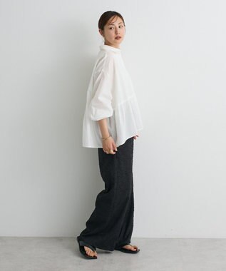 CRAFT STANDARD BOUTIQUE ペプラム長袖ブラウス Off White