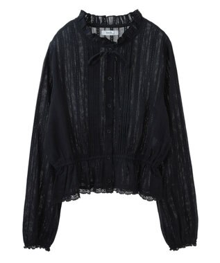 earth music&ecology ピンタックフリルブラウス Black