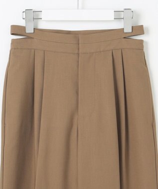 Feroux 【洗える】サイドオープンスラックス パンツ キャメル系