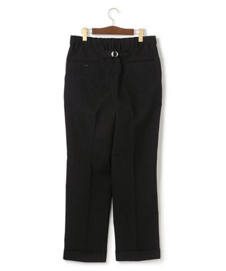 J.PRESS MEN 【J.PRESS ORIGINALS】Wool Silk Angola Chalk Stripes Spindle 1Tuck Piped Stem Slacks / Japan Made ブラック系1