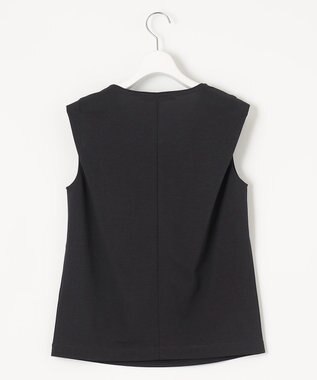 自由区 【接触冷感・洗える・XSサイズあり】ハイツイストポンチノースリーブインナー カットソー ネイビー系