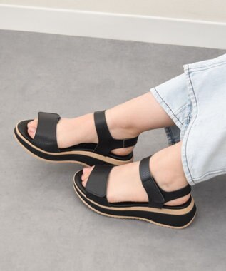 INTER-CHAUSSURES 【Oh my Sandals】ベルクロローヒールサンダル ブラック
