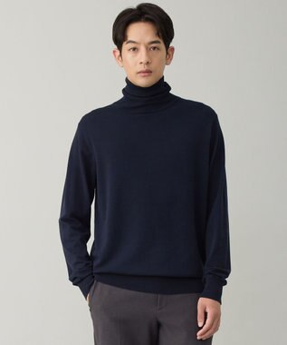 UNFILO MENS 【男女兼用】ソフトサーモ アンチピリングニット タートルネック ネイビー
