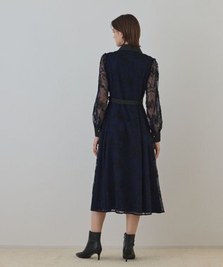 GRACE CONTINENTAL チュールコードレースワンピース ネイビー
