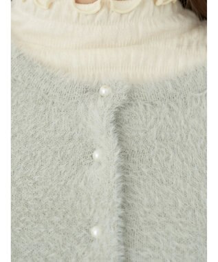 earth music&ecology ミニシャギーパールボタンカーディガン Light Gray