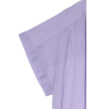 Green Parks インド綿　パイピングバンドカラーシャツチュニック Purple