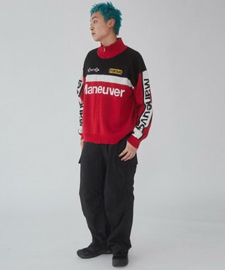 WEGO 【ユニセックス着用ITEM】レーシンググラフィックニットブルゾン レッド