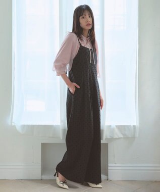 Feroux ドットフロッキー ロンパース ブラック系1
