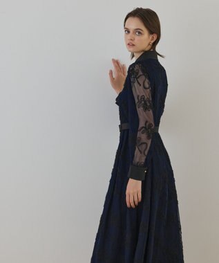 GRACE CONTINENTAL チュールコードレースワンピース ネイビー