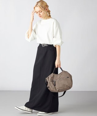 LA BAGAGERIE 【MONICA】サイドギャザー2WAYトートバッグ Mサイズ ベージュ